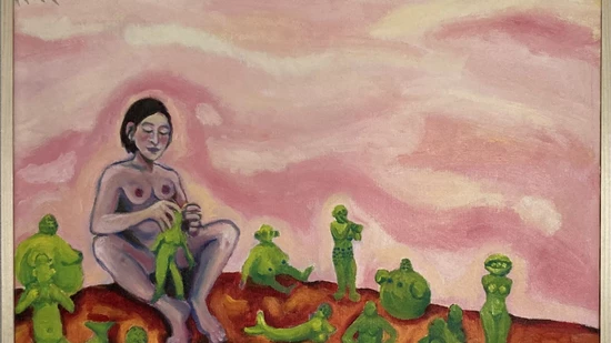 "Danke für die segensreiche Emanzipierung" heisst das Ölgemälde der Künstlerin Line Marquis aus Lausanne. Es ist ein Beitrag zur Ausstellung "Babel - Hochmut kommt vor dem Fall" im Centre Dürrenmatt. In der Ausstellung geht um den Hochmut des Menschen,… "Danke für die segensreiche Emanzipierung" heisst das Ölgemälde der Künstlerin Line Marquis aus Lausanne. Es ist ein Beitrag zur Ausstellung "Babel - Hochmut kommt vor dem Fall" im Centre Dürrenmatt. In der Ausstellung geht um den Hochmut des Menschen,…